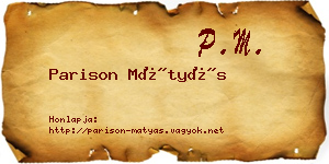 Parison Mátyás névjegykártya